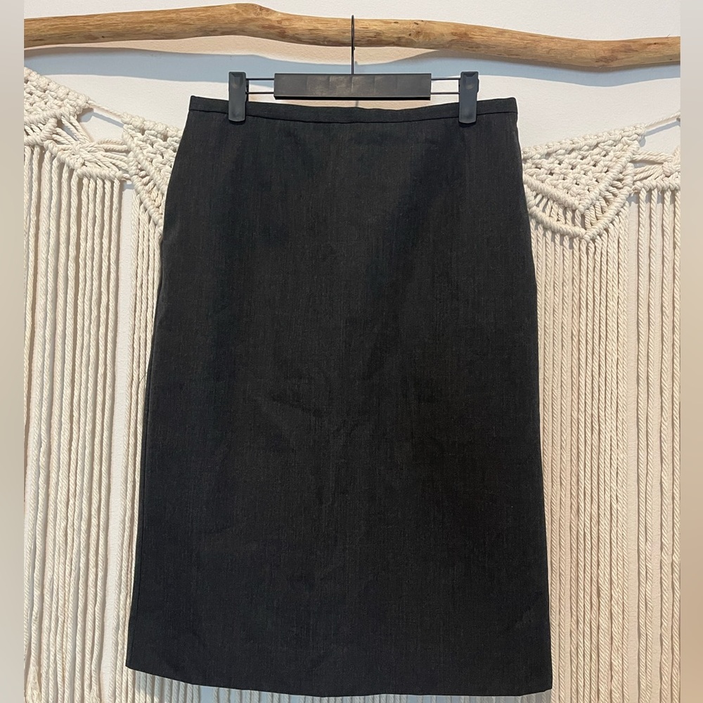 Vintage Cintas Charcoal Grey Wool Blend Pencil Skirt W/ Pockets Sz 10
